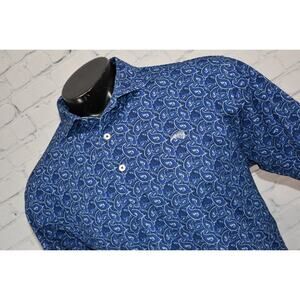 Turtleson Golf Polo Shirt Mens Size Large Polyester Performance Blue Paisley